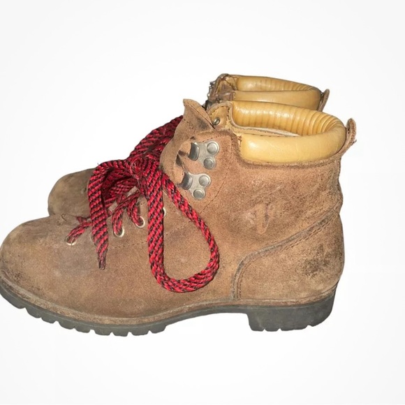 Vintage 70s VASQUE HIKING BOOTS Men's 7 Roughout Suede Leather vibram sole - Picture 2 of 6